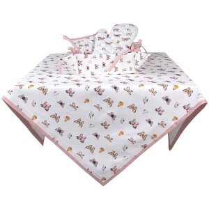 Clayre & Eef BPD05 Tovaglia 150x250 cm Beige - Rosa Rettangolo
