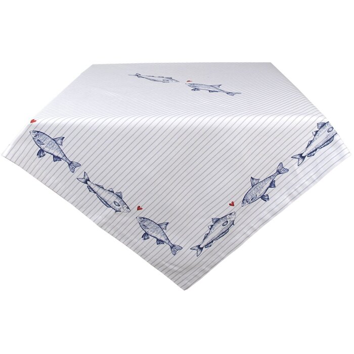 Clayre & Eef SSF05 Tovaglia 150x250 cm Bianco - Blu Rettangolo
