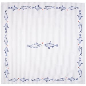 Clayre & Eef SSF05 Tovaglia 150x250 cm Bianco - Blu...
