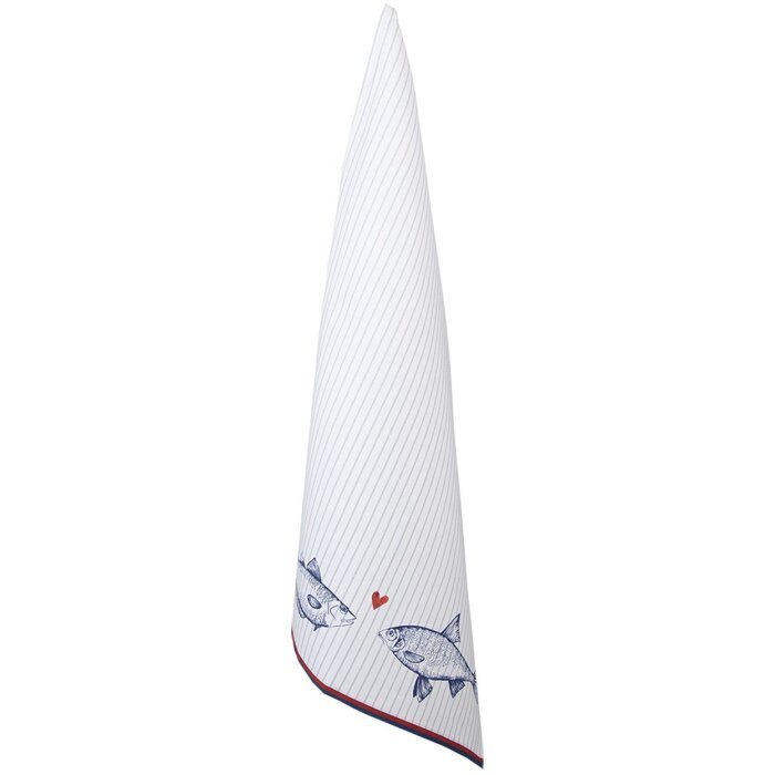 Clayre & Eef SSF42-2 Asciugamano da cucina 50x70 cm Bianco - Blu Rettangolo