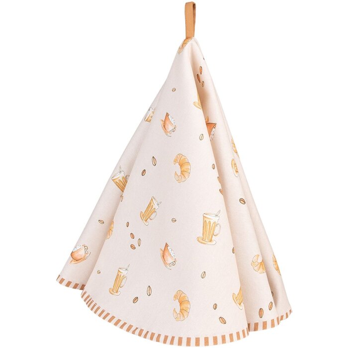 Clayre & Eef YFB48 Asciugamano da cucina Ø 80 cm Beige Rotondo