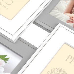 ZEP Galleria fotografica Rouen 4 foto 10x15 cm Cornice in legno bianco grigio 31,5x31,5 cm