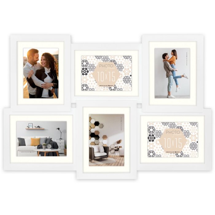 ZEP Gallery Frame Oviedo bianco 6 foto 10x15 cm o 15x20 cm (62x43 cm)