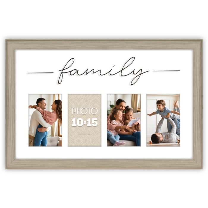 ZEP Cornice di legno Haifa marrone 4 foto 10x15 cm (53x35 cm) Cornice di famiglia