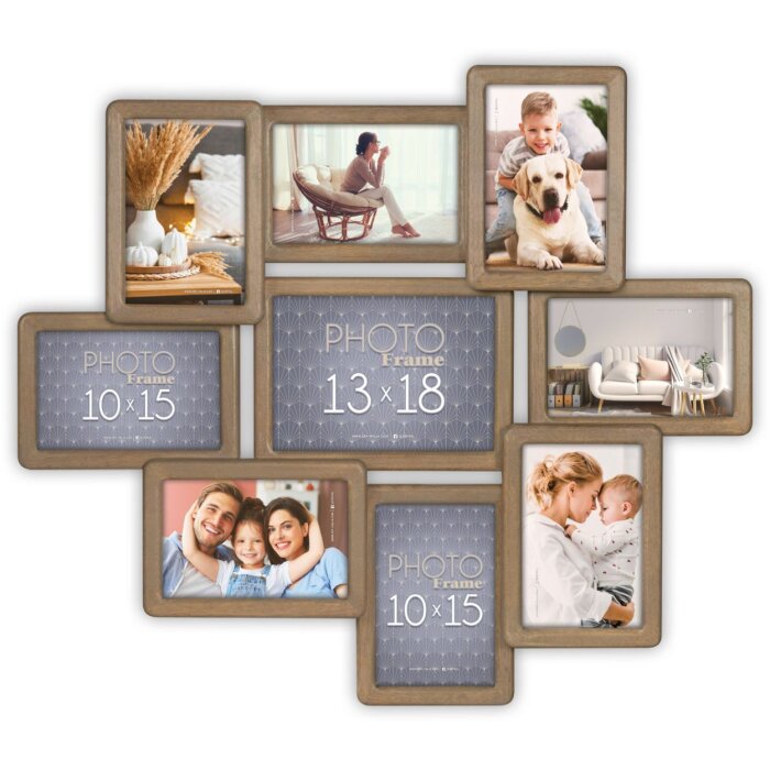 ZEP Cornice in legno Digione marrone 9 foto (56x49 cm)