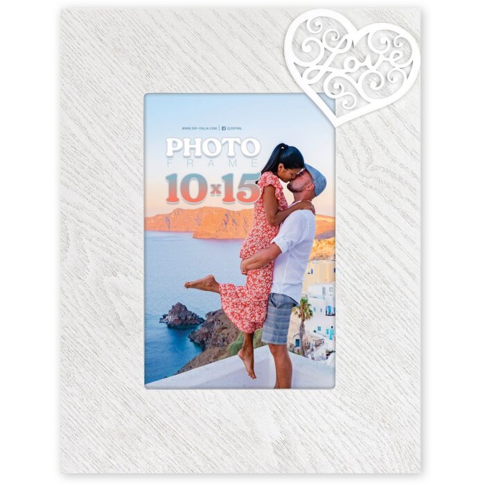 ZEP Portafoto in legno Zenzero 10x15 cm Cuore Bianco