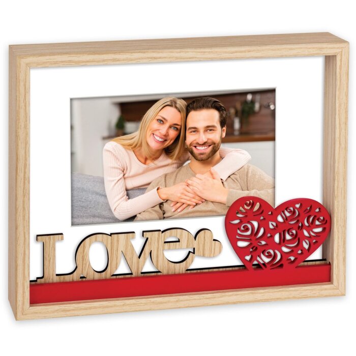 ZEP Cornice per ritratto in legno Vanessa 10x15 cm Cuori damore rosso