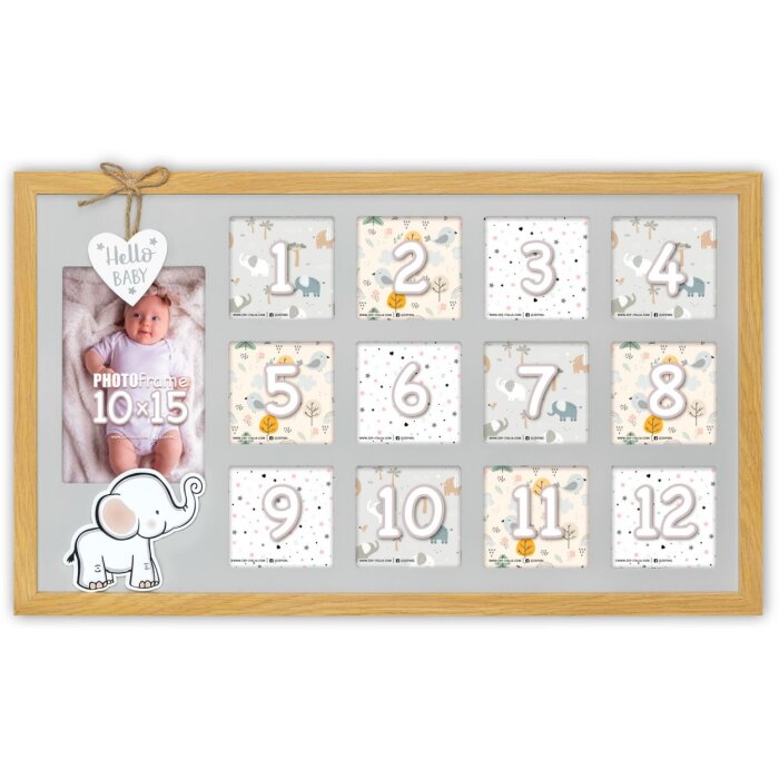 ZEP Baby gallery cornice Enea 12 mesi 13 foto legno 47x28,5 cm montaggio a parete