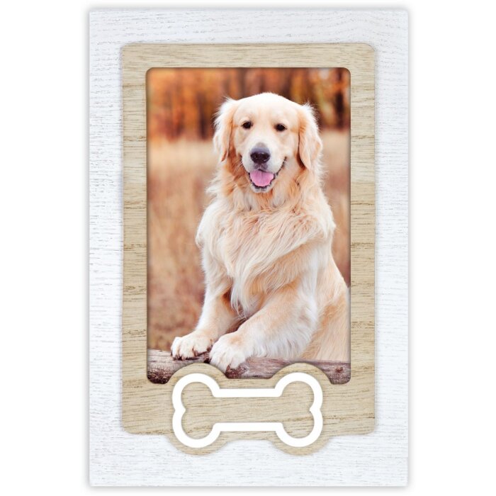 Cornice per cani ZEP in legno Osso 10x15 cm con motivo a osso formato verticale