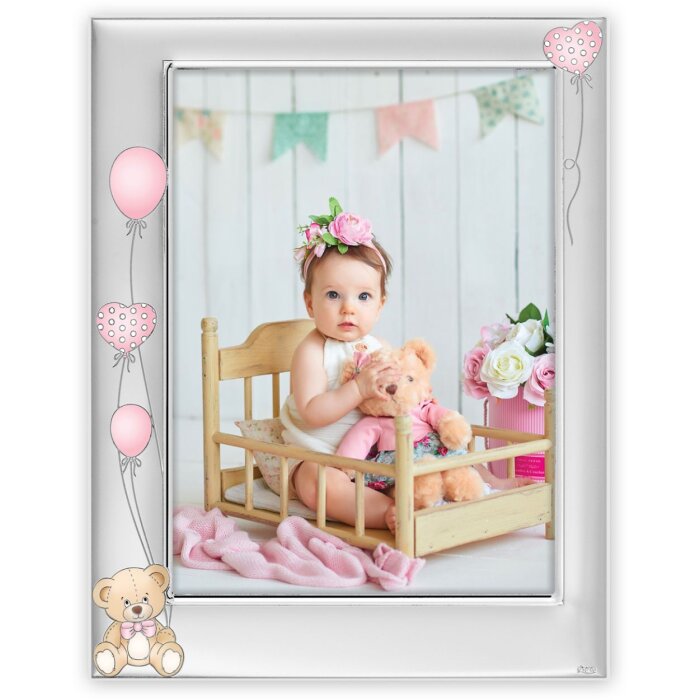 ZEP Portafoto bambino in metallo Ivan rosa 10x15 cm argento lucido