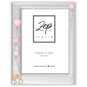ZEP Portafoto bambino in metallo Ivan rosa 10x15 cm argento lucido