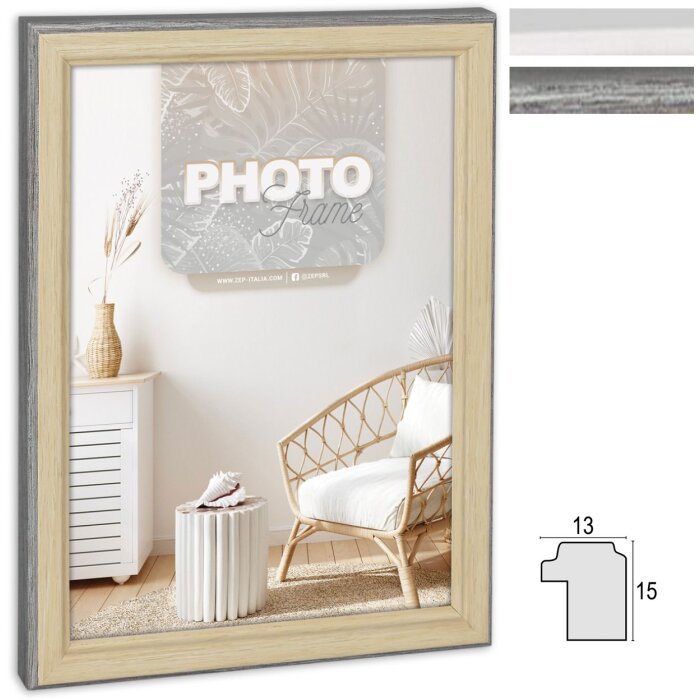 Cornice ZEP Bensen look legno nero bianco Formati da 10x15 a 30x40 cm