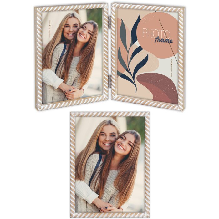 Portafoto in legno ZEP Lisse marrone struttura scanalata da 10x15 cm a 15x20 cm