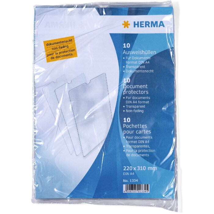 HERMA 1334 Porta carte didentità 220x310 mm Documenti DIN A4 Trasparente