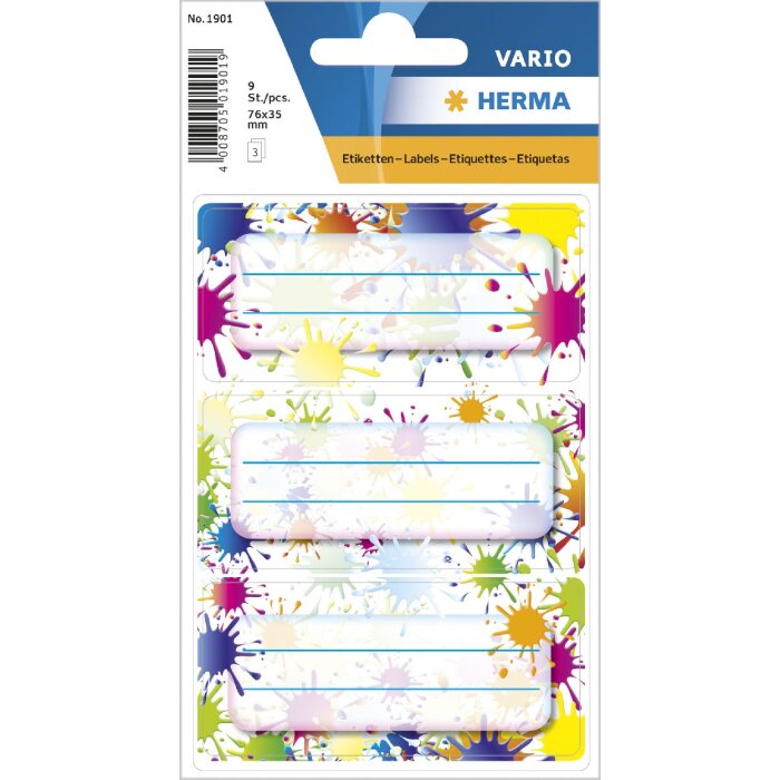 HERMA 1901 Adesivo Colour splash colorato 76x35 mm 9 pezzi