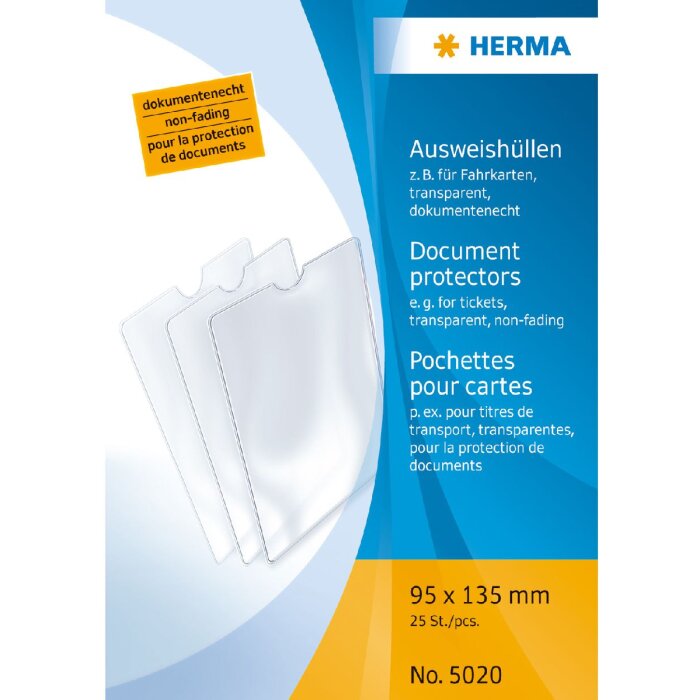 HERMA 5020 Manicotti per carte didentità 95x135 mm per biglietti/carta didentità per bambini