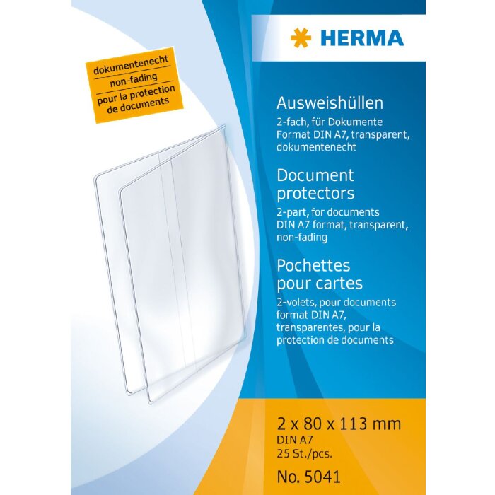 HERMA 5041 Coperchio per carte didentità DIN A7 con cerniera trasparente 80x113 mm