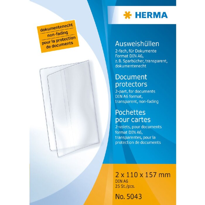 HERMA 5043 Buste per carte didentità 2xDIN A6 pieghevoli
