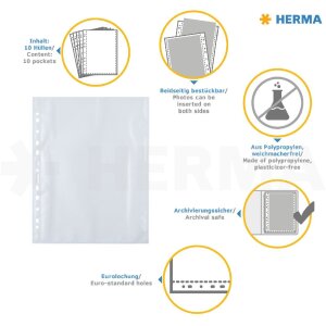 HERMA 7566 Photophane formato verticale bianco 20x30 cm 250 buste Archiviazione