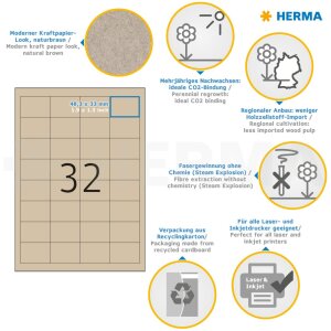 HERMA 10752 Etichette A4 48,3x33,8 mm marrone naturale...