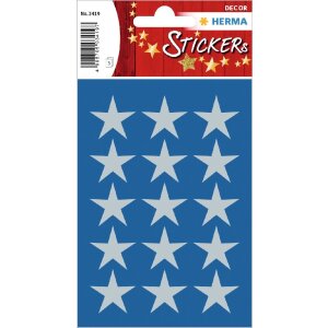 HERMA 15501 Set di adesivi decorativi con stelle di Natale in argento