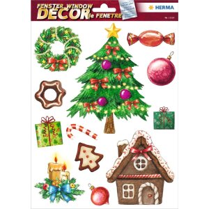 HERMA 15548 Set di adesivi per finestre con motivi natalizi per bambini 25 pezzi