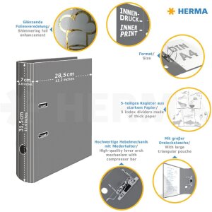 HERMA 19662 Cartella per ricette A4 "Stella della cucina" motivo a righe oro