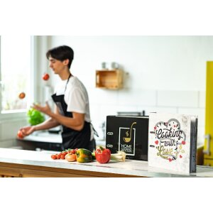 HERMA 19669 Cartella per ricette A4 "Cucinare con amore" Cuori grigio oro