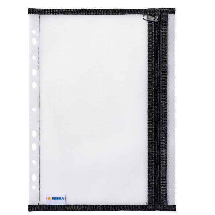 HERMA 20030 Cartella A4 nera con chiusura a zip a perforazione euro 32x23cm