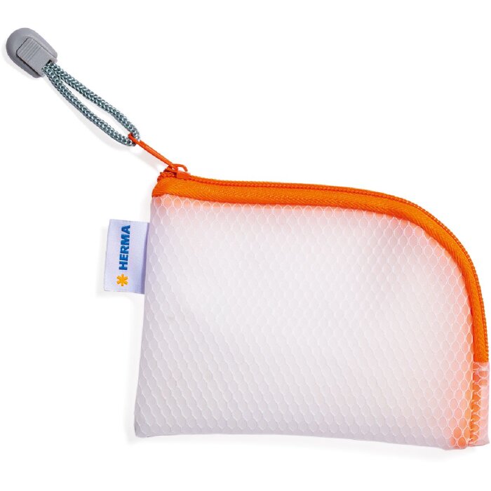 HERMA 20253 Tasca universale A7 arancione 14x10cm con chiusura a zip ad angolo