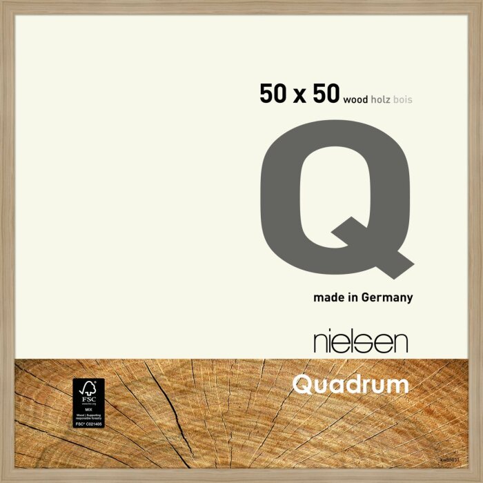 Nielsen Quadrum cornice in legno 50x50 cm rovere natura normale vetro montaggio a parete