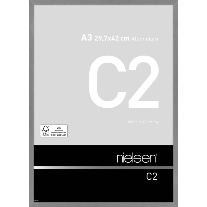 Cornice Nielsen in alluminio C2 struttura grigio opaco 29,7x42 cm vetro acrilico