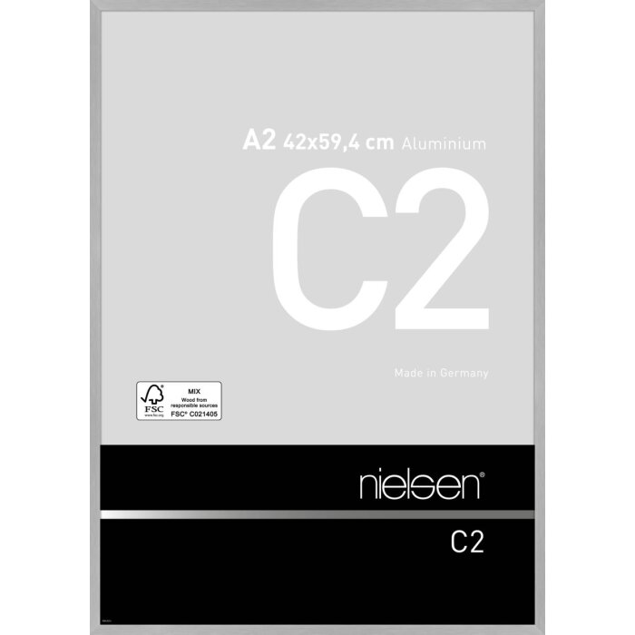 Cornice Nielsen in alluminio C2 struttura argento opaco 42x59,4 cm vetro acrilico