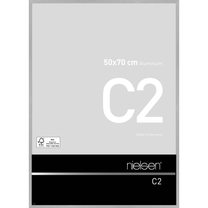Cornice Nielsen in alluminio C2 struttura argento opaco 50x70 cm vetro acrilico