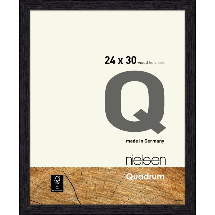 Cornice fasciatoio in legno Nielsen Quadrum 24x30 cm nero corvino
