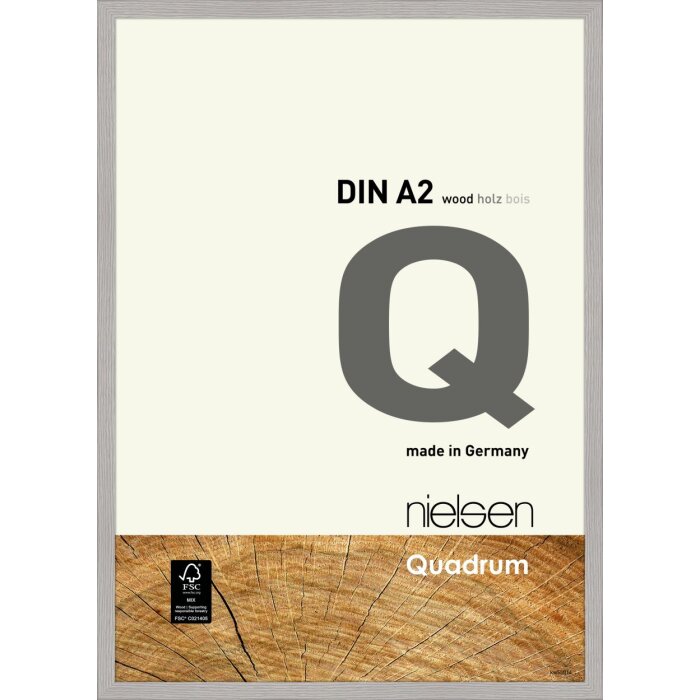 Cornice Nielsen in legno a clip Quadrum 42x59,4 cm grigio cemento