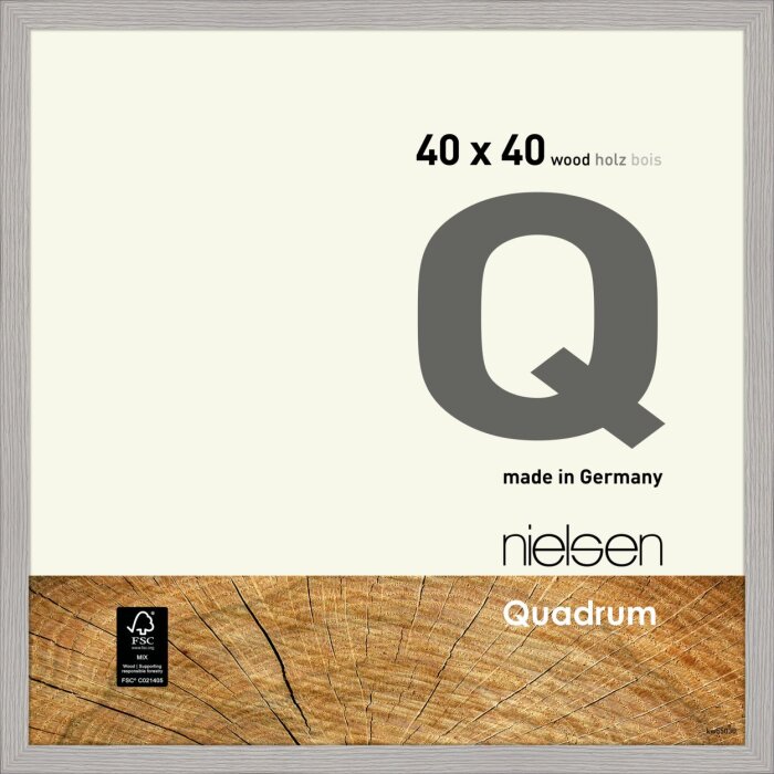 Cornice Nielsen in legno a clip Quadrum 40x40 cm grigio cemento