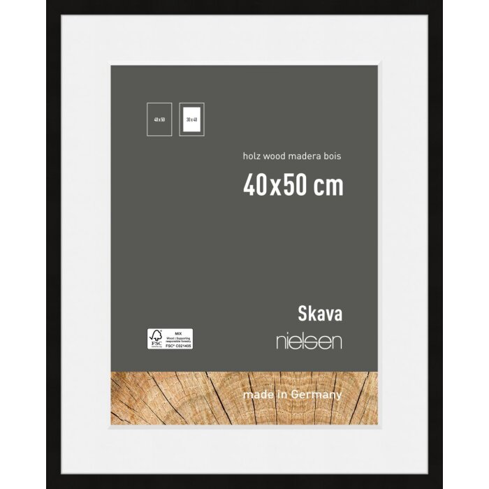 Cornice Nielsen in legno Skava nero 40x50 cm incl. passe-partout