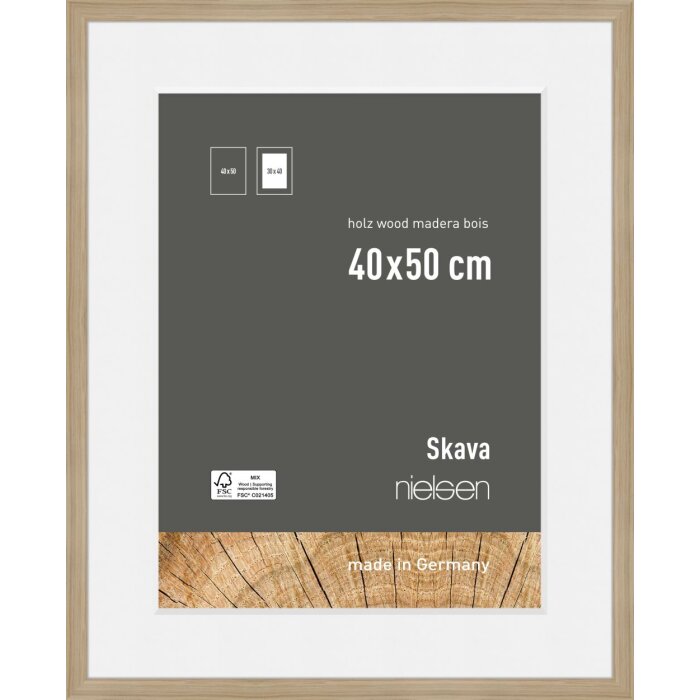Cornice Nielsen in legno rovere Skava 40x50 cm con passepartout 30x40 cm