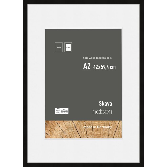 Cornice Nielsen in legno Skava nero 42x59,4 cm con passepartout 29,7x42 cm