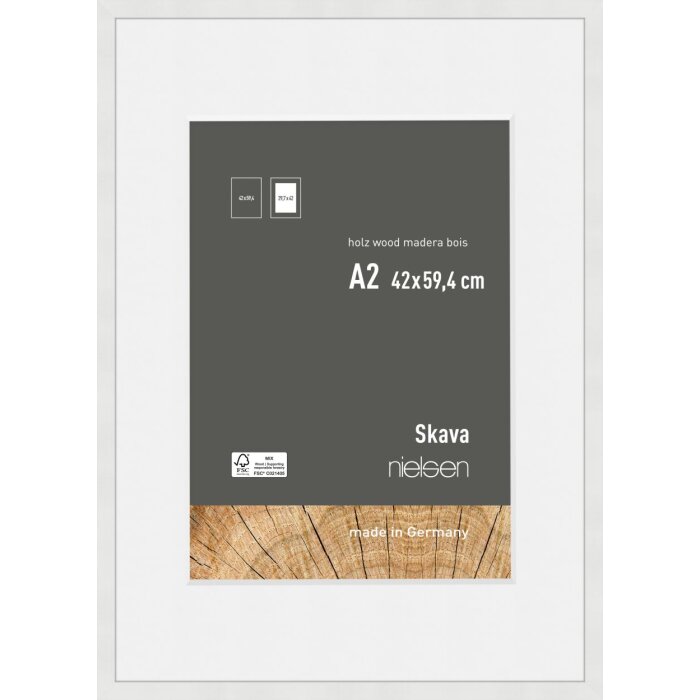 Cornice Nielsen in legno Skava bianco 42x59,4 cm con passepartout 29,7x42 cm
