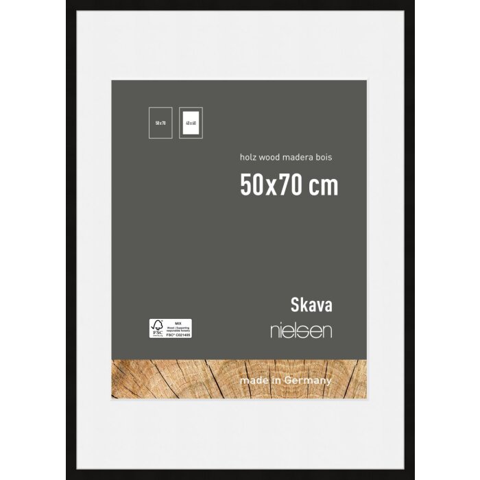 Cornice Nielsen in legno Skava nero 50x70 cm passe-partout 40x60 cm