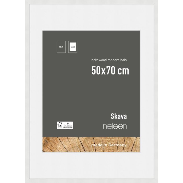 Cornice Nielsen in legno Skava Bianco 50x70 cm con Passepartout 40x60 cm