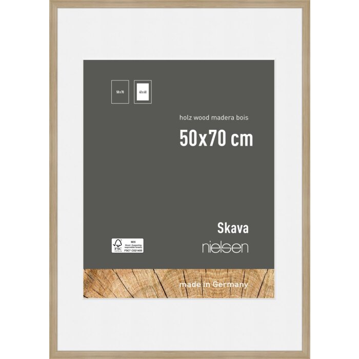 Cornice Nielsen in legno rovere Skava 50x70 cm con passe-partout