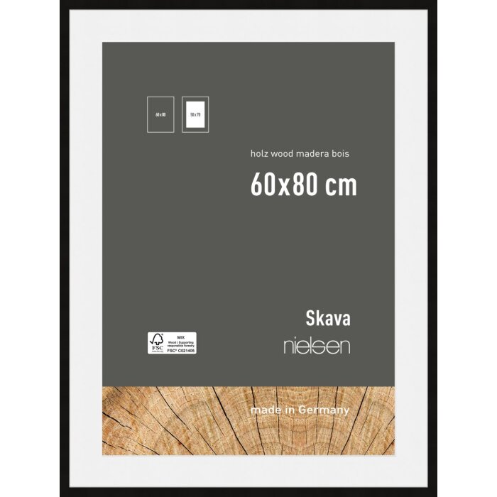 Cornice Nielsen in legno Skava Black 60x80 cm con Passepartout 50x70 cm