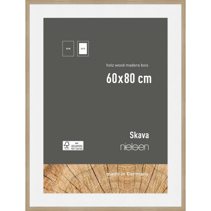 Cornice Nielsen in legno rovere Skava 60x80 cm con passe-partout 50x70 cm