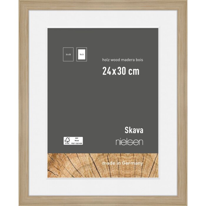 Cornice Nielsen in legno rovere Skava 24x30 cm con passepartout 18x24 cm