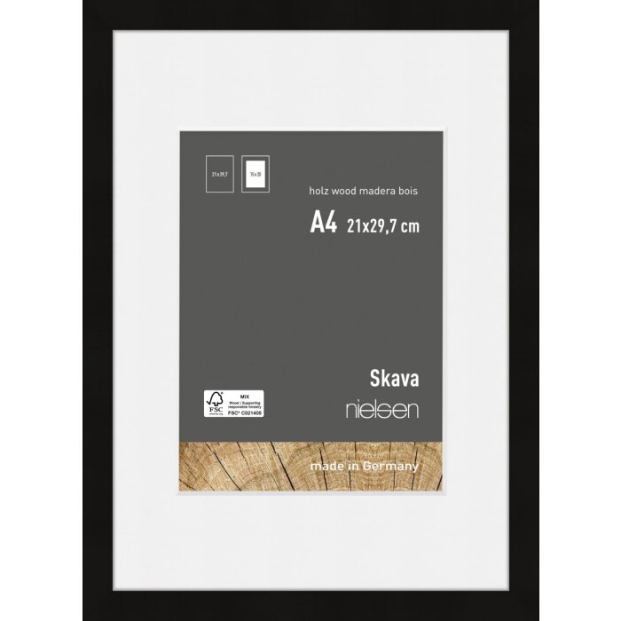 Cornice Nielsen in legno Skava nero 21x29,7 cm passe-partout 15x20 cm