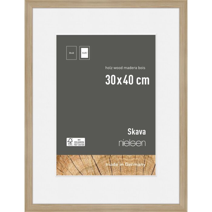 Cornice Nielsen in legno rovere Skava 30x40 cm con passepartout 21x29,7 cm