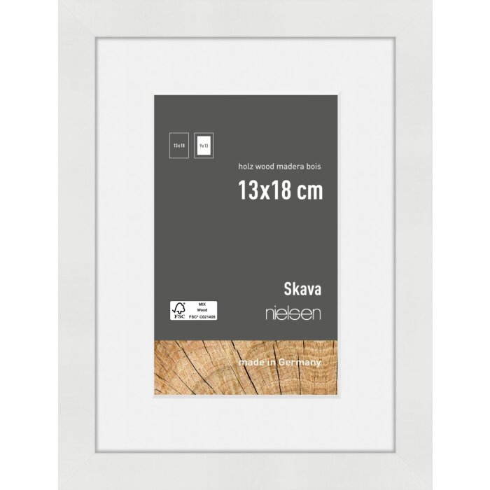 Cornice in legno Nielsen Skava White 13x18 cm con Passepartout 9x13 cm